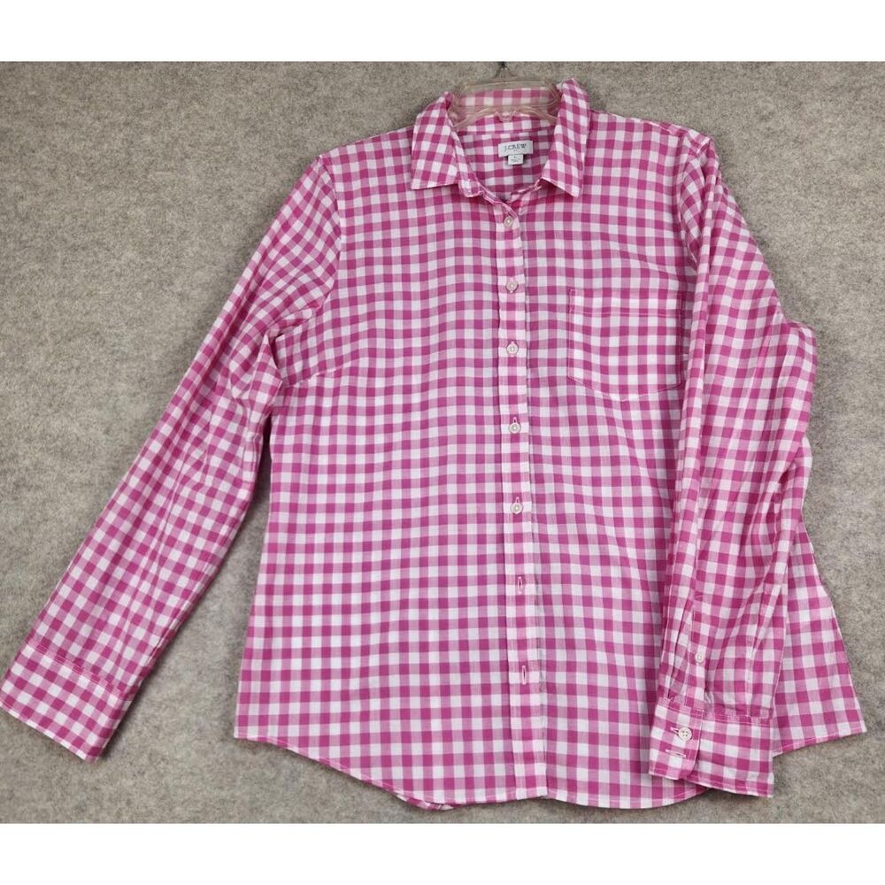 J. Crew Women's Pink & White Check Blouse Size L  Large